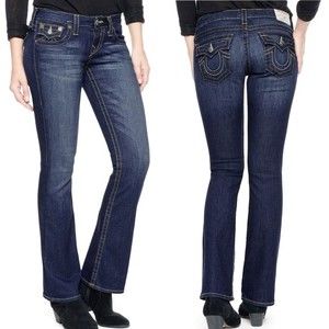 True Religion Becky Dark Wash Low Rise Bootcut Jeans S 26 NWT Signature Denim